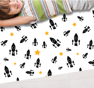 Gula stjärnor och svart rymdskepp mönster stjärna matta - Tenstickers