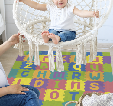 Gummi imitation med bokstäver baby matta - Tenstickers