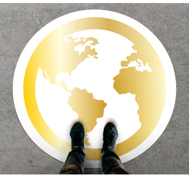 Gyllene jordglobmotiv Vinylmatta Världskarta - Tenstickers