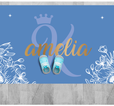 Gyllene och blå prinsessa namn barn vinyl matta - Tenstickers