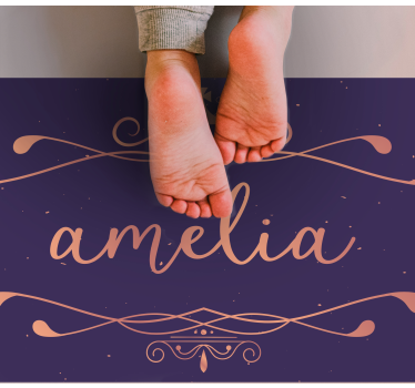 Gyllene prinsessakronan med namnet barn vinyl matta - Tenstickers