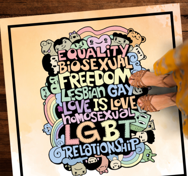 Handritning namn på lgbt vardagsrumsmatta - Tenstickers