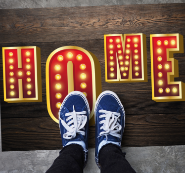 "hem" neon text skräddarsydda mattor - Tenstickers
