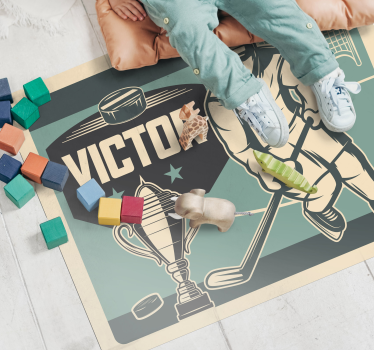 Hockeyspelare med namnet barn vinyl matta - Tenstickers