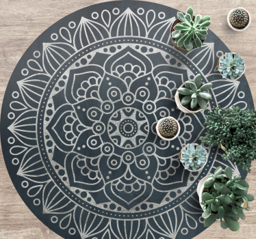Intrikat grått koncept Vinylmatta Mandala - Tenstickers