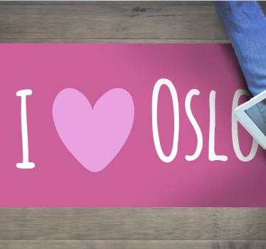 Jag älskar oslo rosa hjärta nordiska mattor - Tenstickers