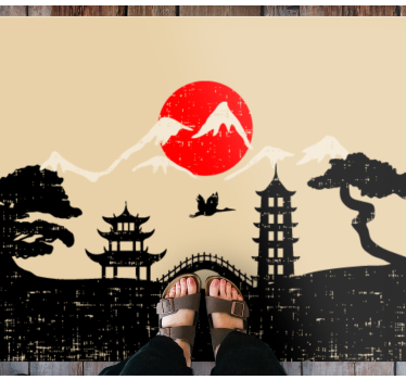 Japansk trädgård siluett samtida mattor - Tenstickers