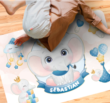 Krönt elefant lekkamrat Vinylmatta namn - Tenstickers
