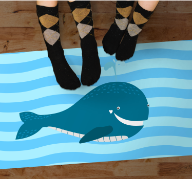 Leende val illustration Vinylmatta Barn - Tenstickers