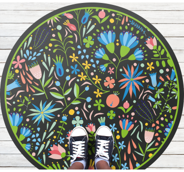 Levande botaniskt tryck Vinylmatta blommor och växter - Tenstickers