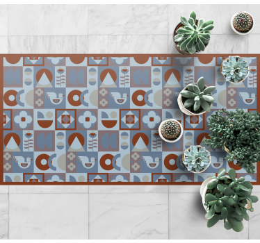 Grå och blå arrangemang Vinylmatta geometrisk - Tenstickers