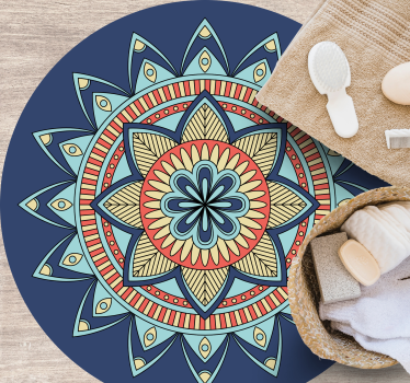 Blå livfulla nyanser Vinylmatta Mandala - Tenstickers