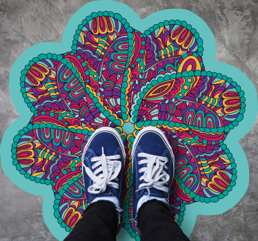 Livfullt färgglatt motiv Vinylmatta Mandala - Tenstickers