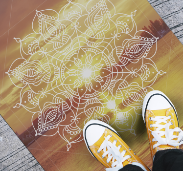 Ljus orange design Vinylmatta Mandala - Tenstickers