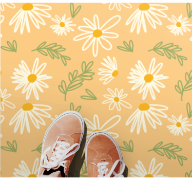 Målade vackra prästkragar mönster blomma matta - Tenstickers
