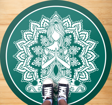Mandala med mediterande kvinna mandalamatta - Tenstickers