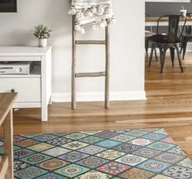 Mandala-tema färgglada brickor vinylmatta - Tenstickers
