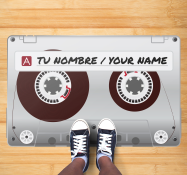 Matta pvc radiokassett med namn vintage - Tenstickers