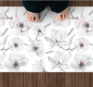 Mjukt grått koncept Vinylmatta blommor och växter - Tenstickers