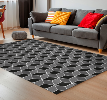 Modern 3d-kub Vinylmatta svart - Tenstickers