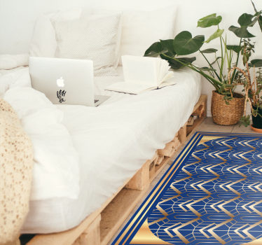 Modern konst blå och gyllene deco geometriska mattor - Tenstickers