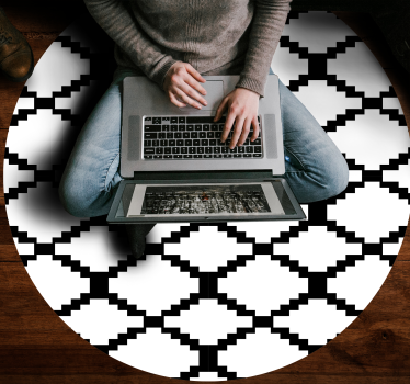Modernt svartvitt Vinylmatta geometrisk - Tenstickers
