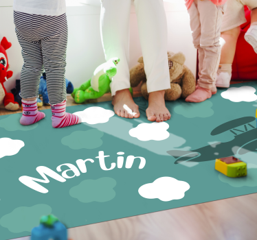 Moln och flygplan med namn Andra Vinylmattor - Tenstickers
