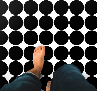 Monokromt cirkelmönster Vinylmatta geometrisk - Tenstickers