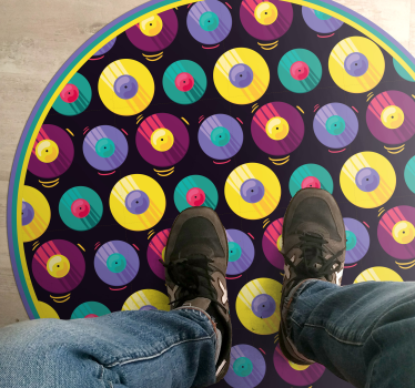 Mönster av vinylskiva retro matta - Tenstickers
