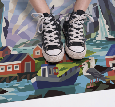 Norsk liten by med mattor i etnisk natur - Tenstickers