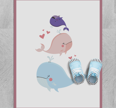Nyckfull valar illustration Vinylmatta daghem - Tenstickers