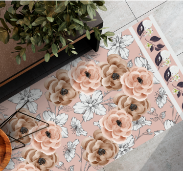 Olika blommor linjer blomma matta - Tenstickers