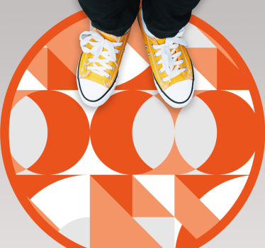 Orange retromönster Vinylmatta geometrisk - Tenstickers