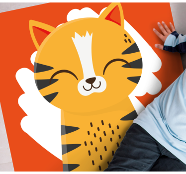 Orange katt med svarta ränder sovrumsmatta - Tenstickers