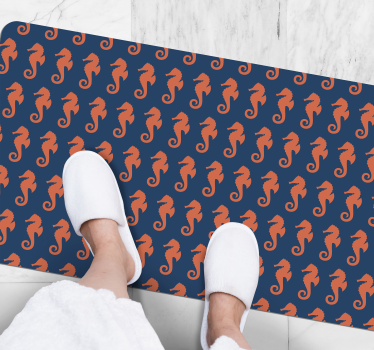 Orange vinylgolv för sjöhästmönster - Tenstickers