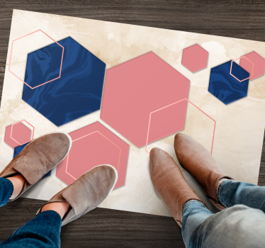 Pastell hexagoner geometrisk konst vardagsrum matta - Tenstickers