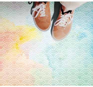 Pastellvågmotiv Vinylmatta geometrisk - Tenstickers
