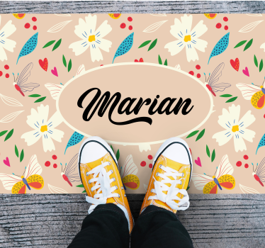 Specialdesignade beige blommiga Vinylmatta sovrum - Tenstickers