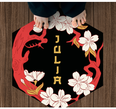 Personlig blommig harmoni Vinylmatta namn - Tenstickers