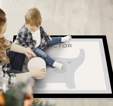 Personlig elefant Vinylmatta namn - Tenstickers