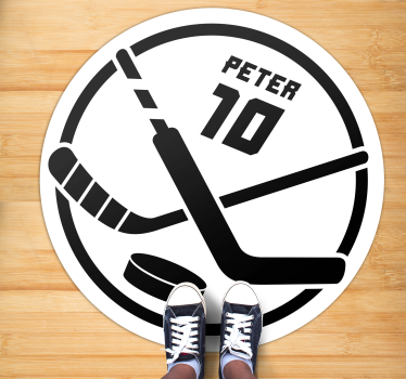 Personlig ishockey text vinyl matta - Tenstickers