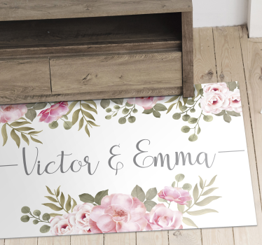 Personnaliserat blomsternamn vinylmatta - Tenstickers
