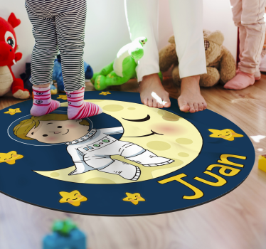 Pojke astronaut med namn barn vinyl matta - Tenstickers