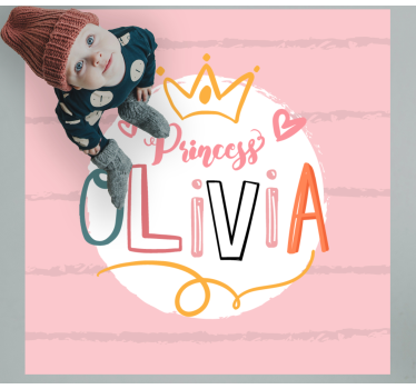 Prinsessa färgglad med anpassningsbar namn personlig vinyl matta - Tenstickers