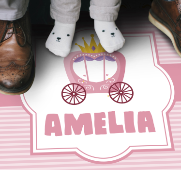 Prinsessa flyta med namn barn vinyl matta - Tenstickers