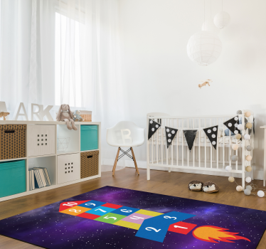 Raketformad hopscotch spel vinyl matta - Tenstickers