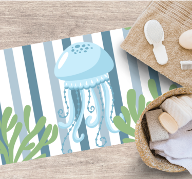 Randig manet Ocean Vinylmatta djur - Tenstickers