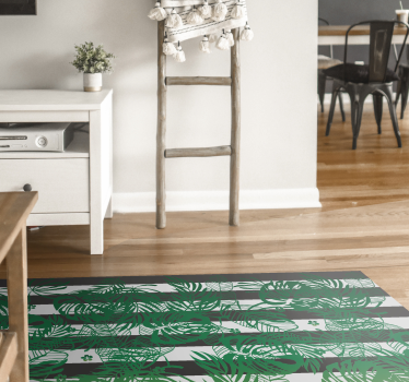 Randig monstera växt natur matta - Tenstickers