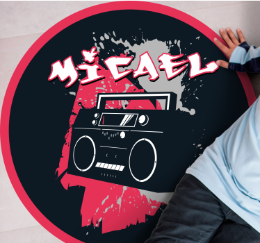 Retro boombox-tema Vinylmatta namn - Tenstickers