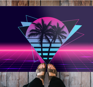 Retro neon palmer Vinylmatta årgång - Tenstickers